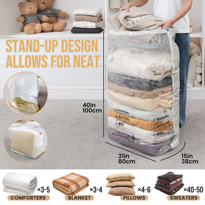 TAILI Extra Large Vacuum Storage Bags Cube 4 Jumbo80x100x38 CM, Cream