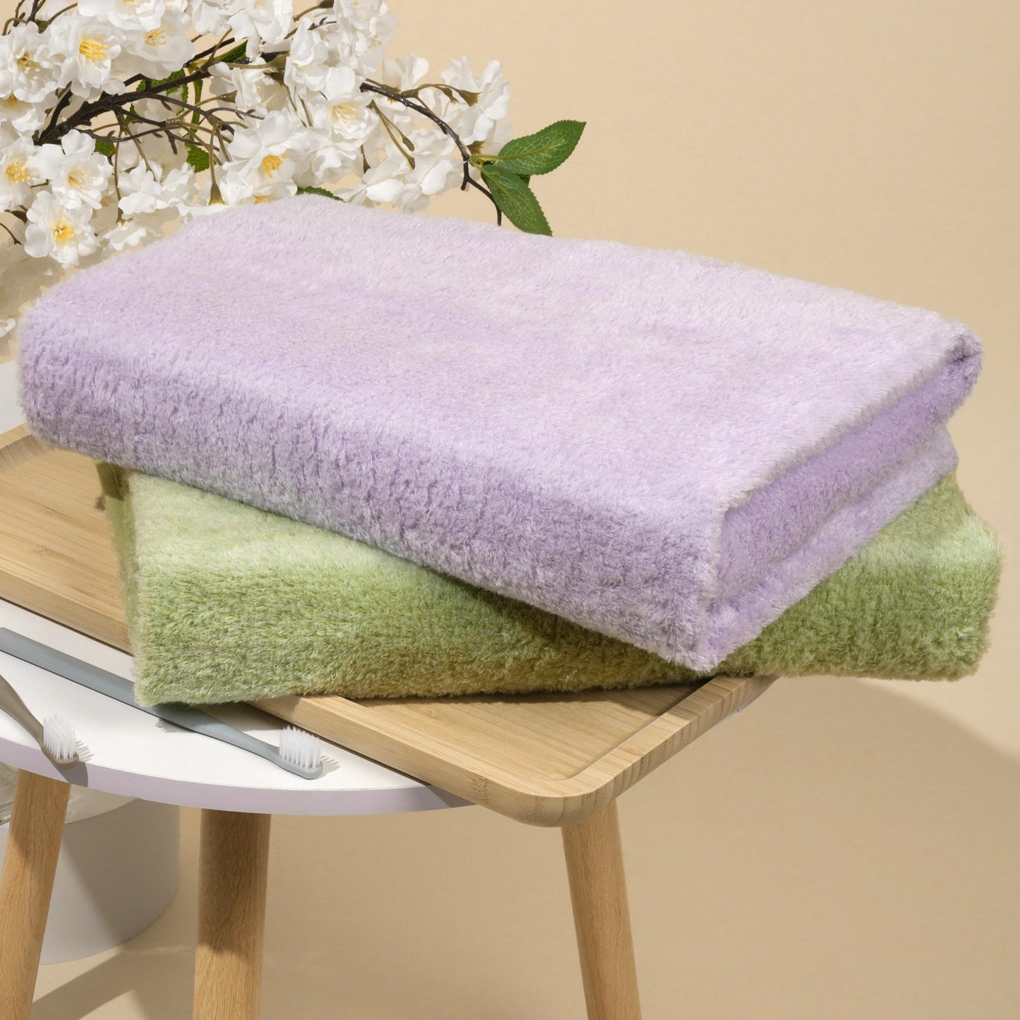 Vie TRIOMPHE Bath Towels Set of 2,70x140cm Cloud Weave Zero Twist Long Staple Cotton, Ultra Soft, Highly Absorbent, Quick Dry Bath Sheets