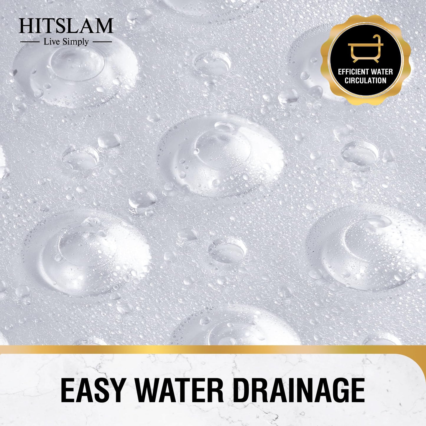 HITSLAM Non Slip Bath Mat for Tub, 101 x 40cm Extra Long Shower Mat Anti Mould, Machine Washable Bathroom Bathtub Mat with Suction Cups and Drain
