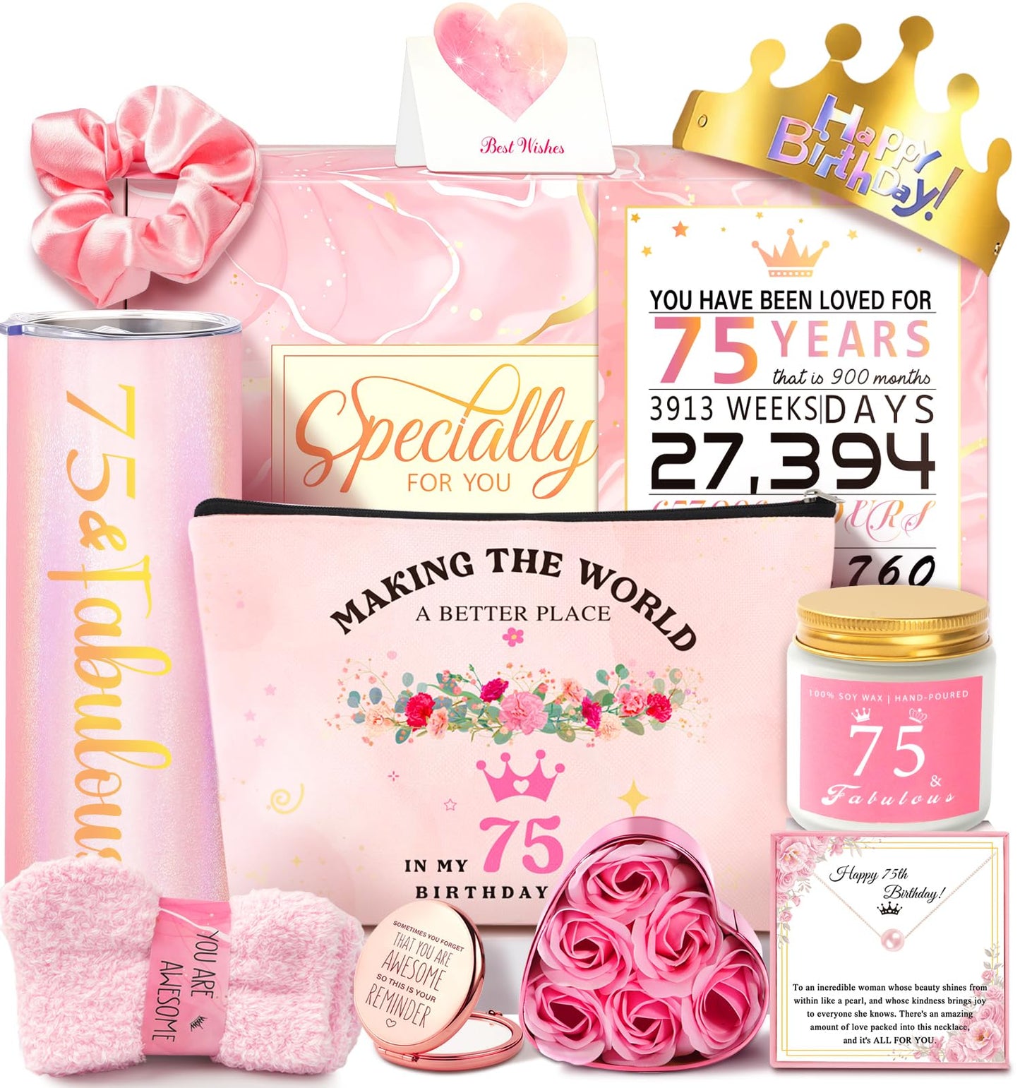 75th Birthday Gifts For Women, Happy 75th Birthday Gifts For Her Mom Sister Wife Best Friend Turning 75, Unique Gift For 75 Year Old Woman Birthday,