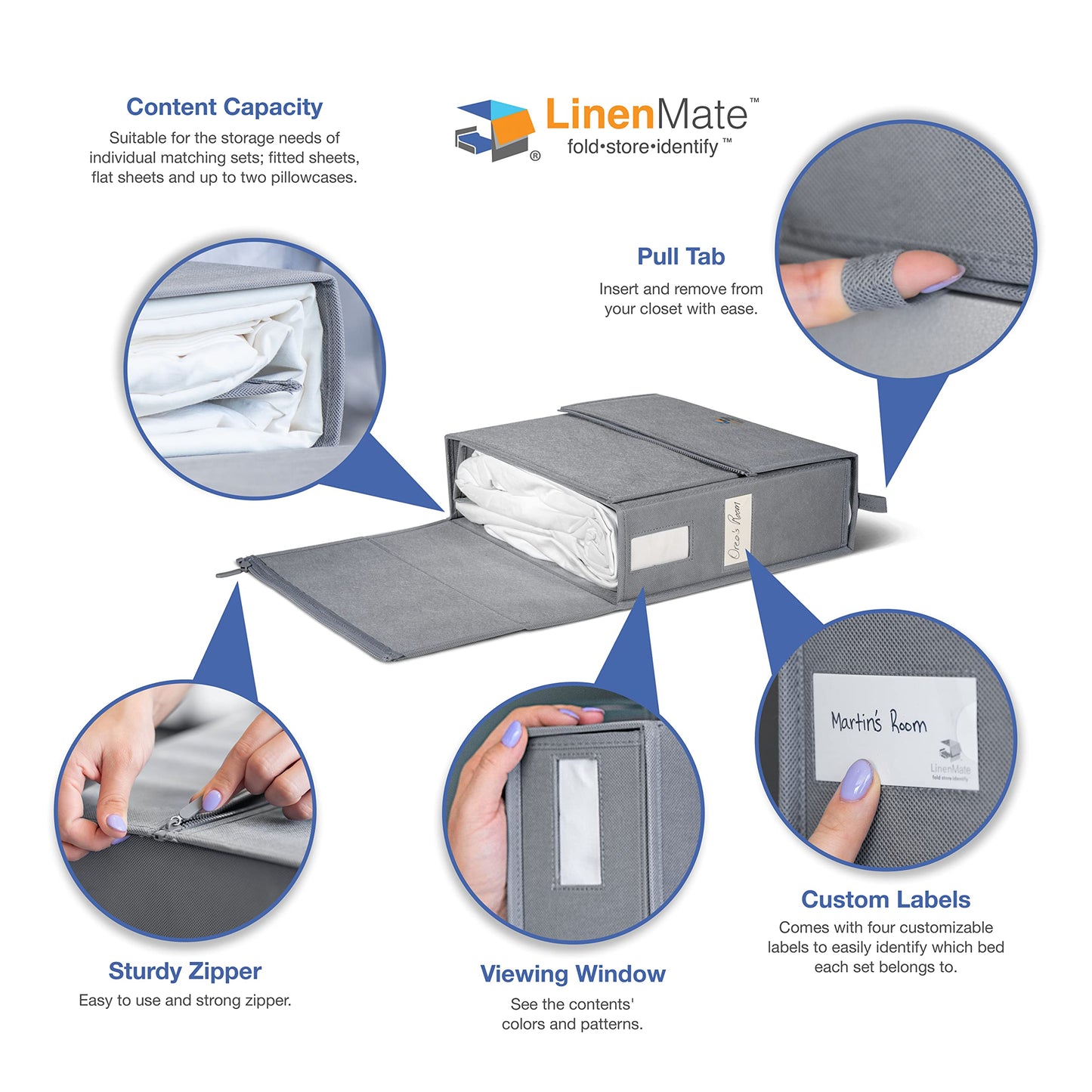 LINENMATE Twin/Full Size (Ivory 2-Pack) - The Original 2-Pack Linen Storage Container with Sheet-Folding Assisted Panels | Bed Sheets | Duvet Covers