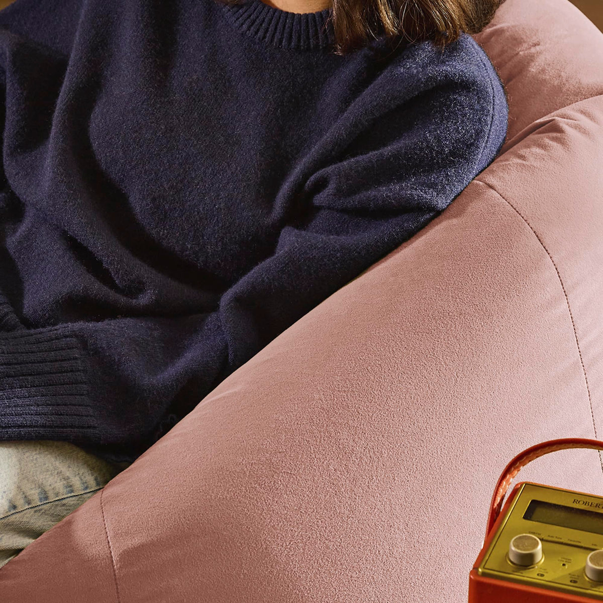 icon Kingston Velvet Bean Bag & Footstool with Filling Included, Pink