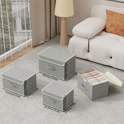 ENUMAIL Foldable Fabric Storage Cubes with Lids,Grey 38x25x25cm,3 Pack