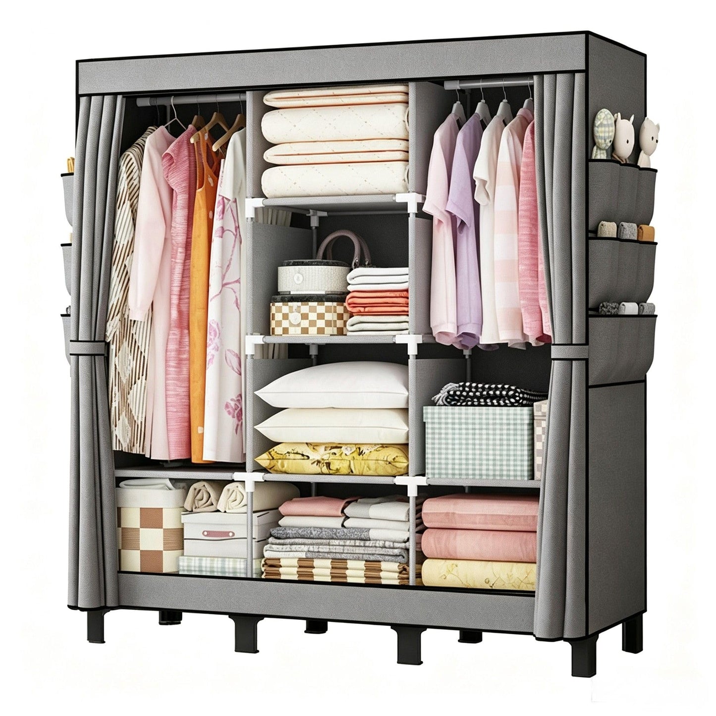lishbie Portable Fabric Wardrobe,130x45x172cm Foldable Storage Closet