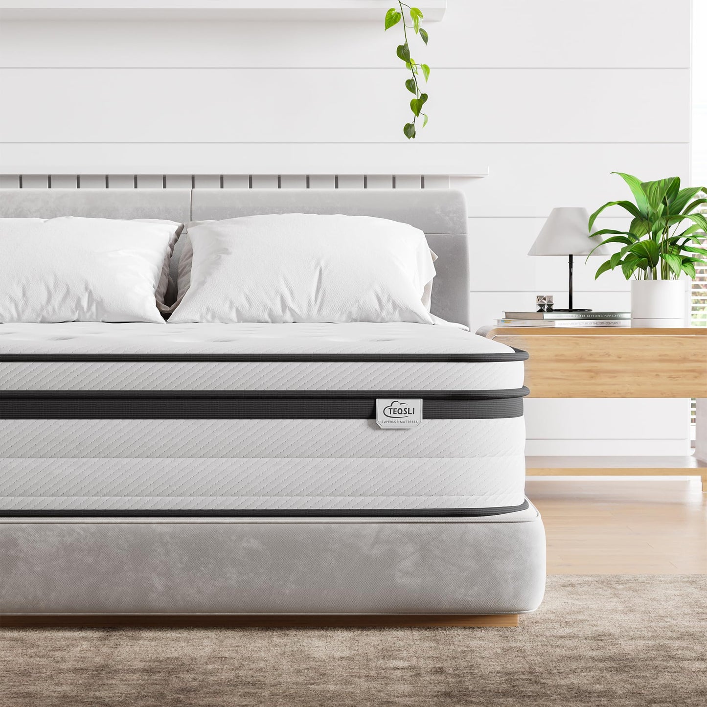 TeQsli Single Mattress 3FT Memory Foam Spring Hybrid Mattress 22CM
