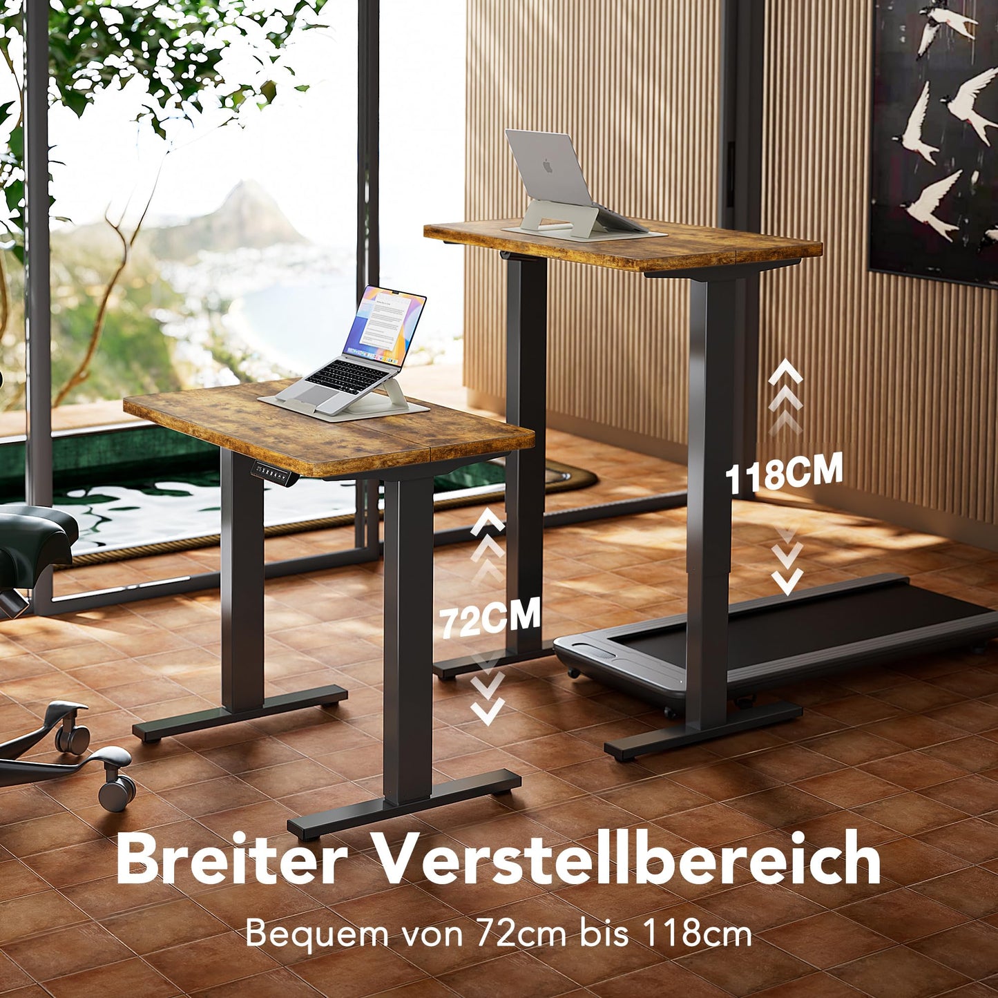 HUANUO 90 x 60 cm Standing Desk with 4 Memory Height Settings, Sit Stand Up Desk for Home Office & Computer Workstation