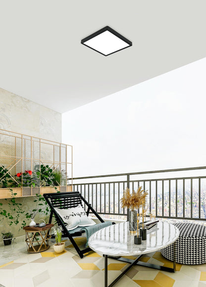 Eglo LED Outdoor Ceiling Light Argolis 2, Outside Light for Wall and Ceiling, Porch Lighting Made of Black Metal and White Plastic, Exterior lamp Warm
