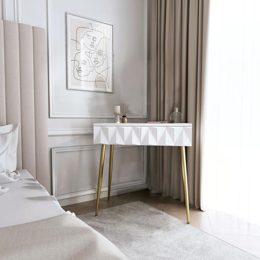 FABS Montana Table Dressing Table - Makeup & Vanity Desk, 2 Drawers - contemporary & Compact Dresser for Bedroom - White