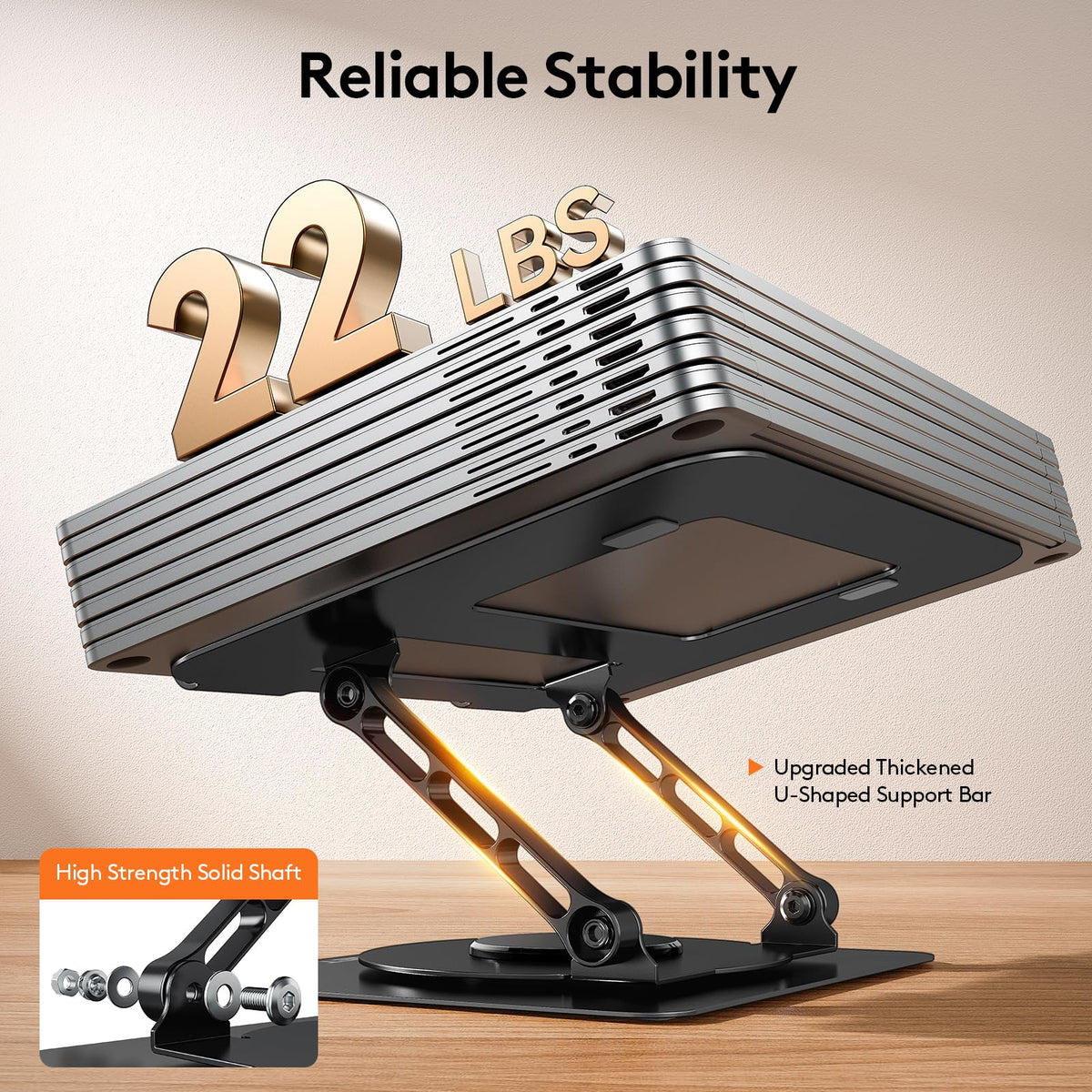 TECKNET Adjustable Laptop Stand for Desk 360° Rotating Ergonomic Black