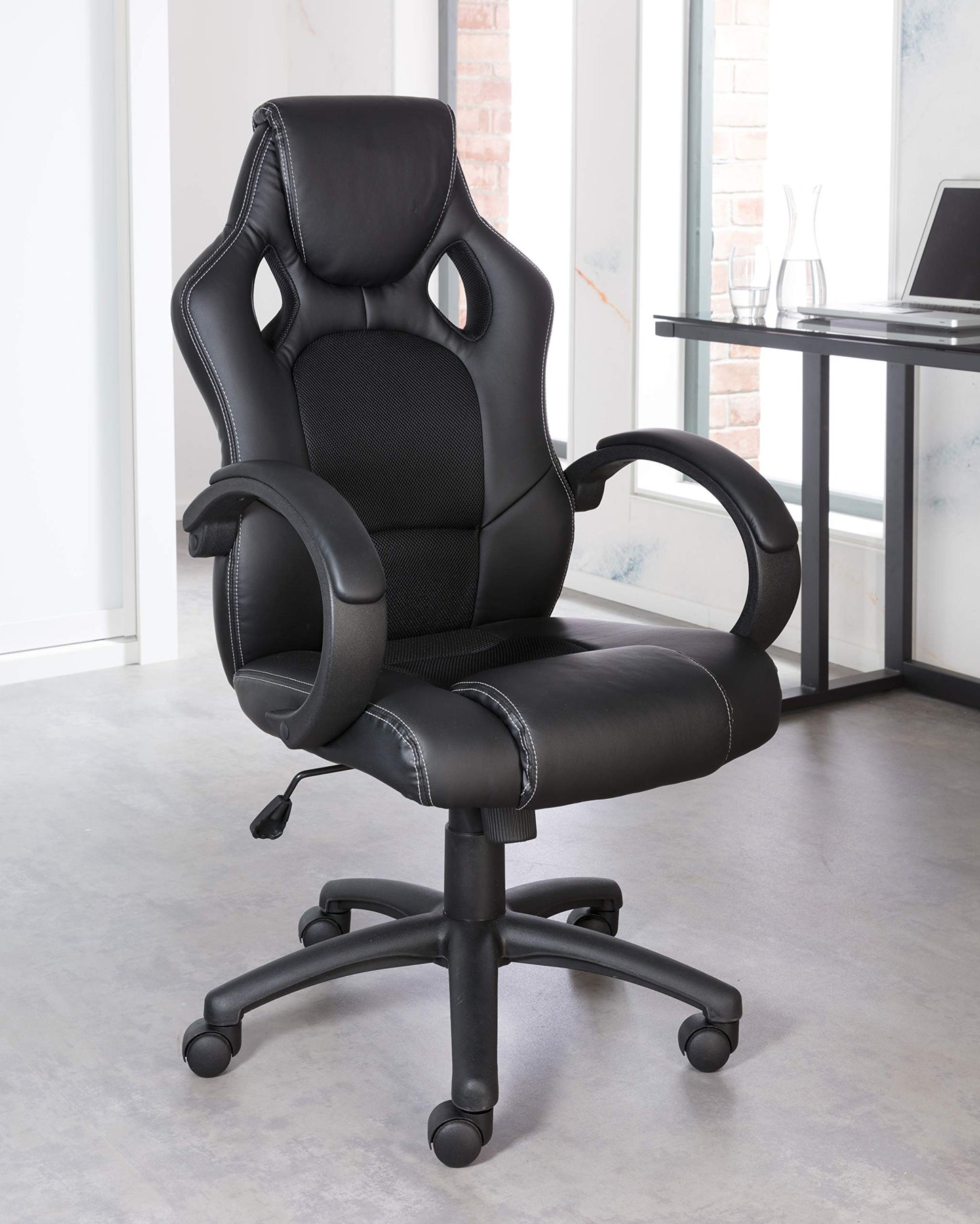 Alphason,AOC5006BLK,Daytona Faux Leather Racing Chair - Black fabric insert,Black fabric insert