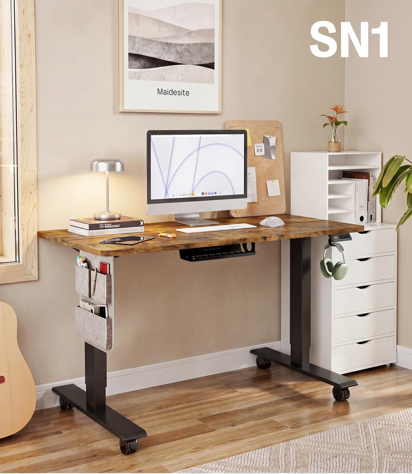 MAIDeSITe Electric Height Adjustable Standing Desk, 120x60cm Sit Stand Desk