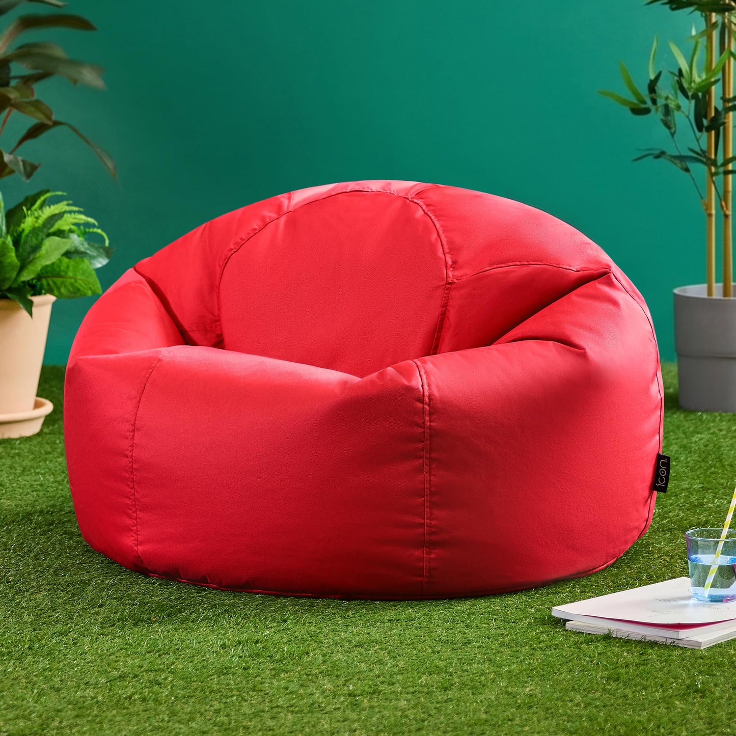 Bean Bag Bazaar Kingston Outdoor Bean Bag with Filling Included, Red