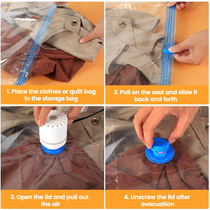 5 Pcs Vacuum Storage BagsVacuum Pack Bags for Clothes, Space Saver Compression Vacuum Bags for Clothing Pillows Duvets Bedding Quilt