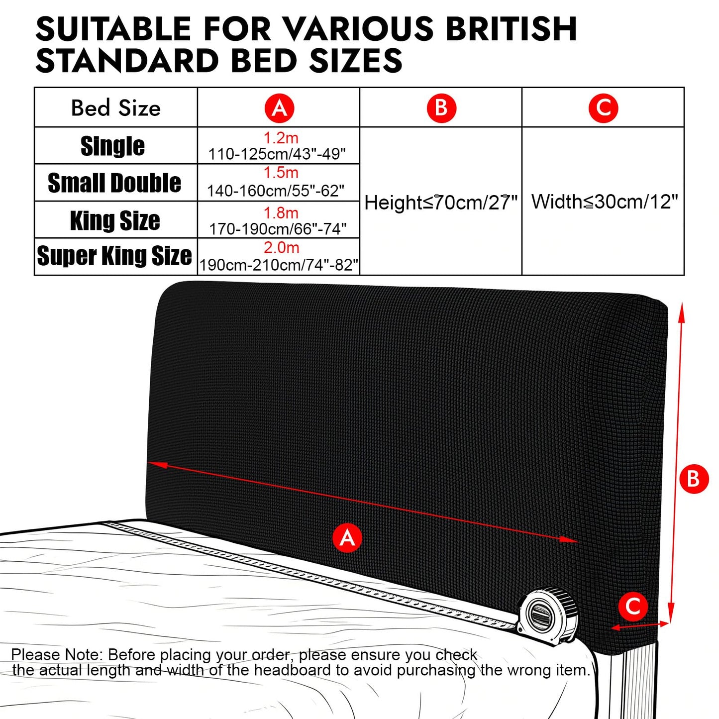 Niuoppy Bed Headboard Cover Fully Wrapped, Stretch Head Board Covers for Single Bed, Beds Headboard Protector Dustproof and Cat Scratch-proof