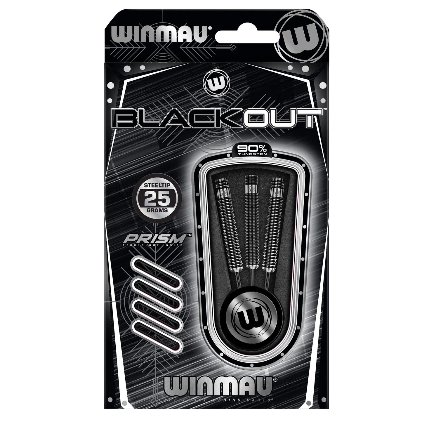 WINMAU Blackout 25 Gram Tungsten Darts Set with Flights and Shafts (Stems)