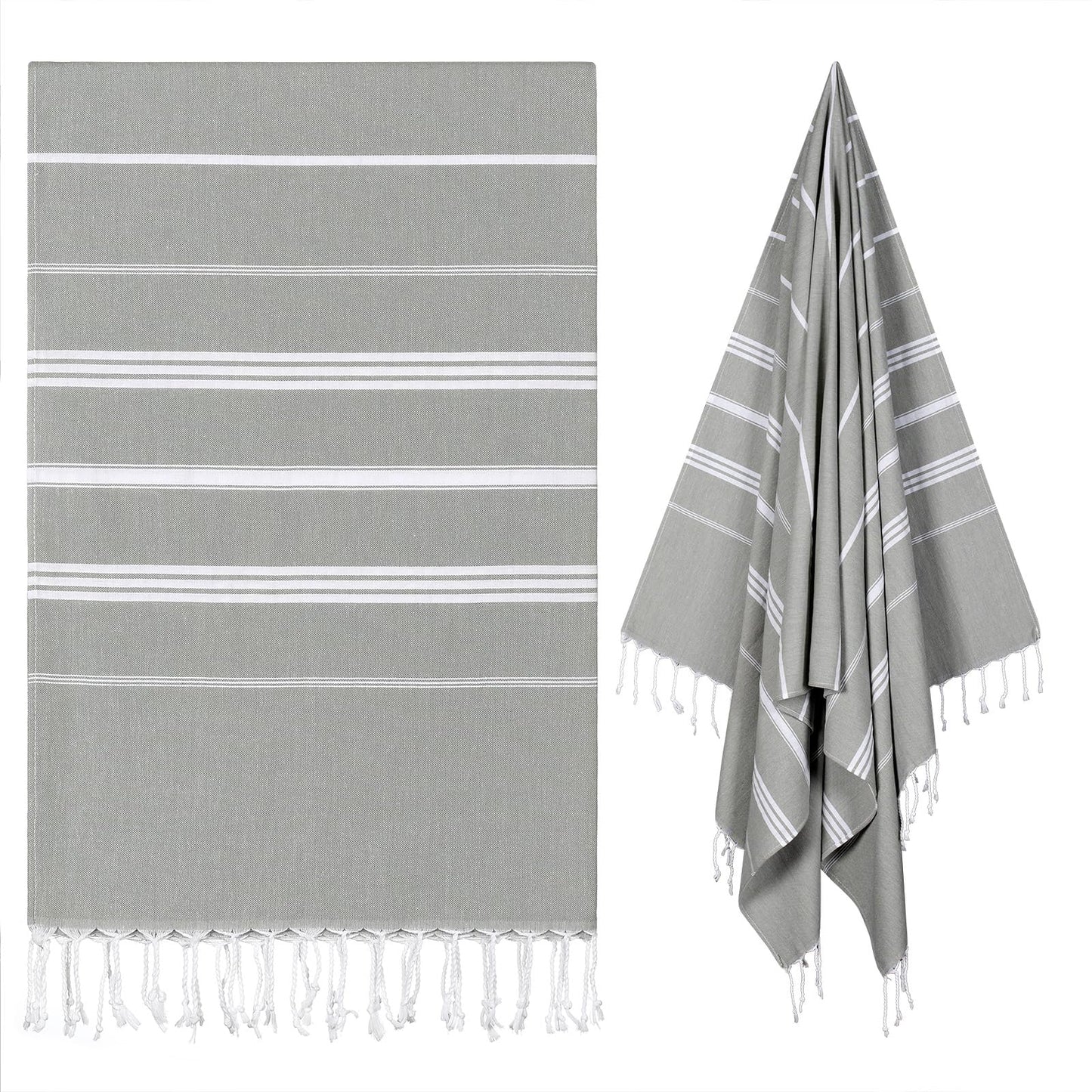 Ouxiaobai Turkish Beach Towel Oversized - 40"x70" Quick Dry Sand Free Thin Beach Towels for Adults, Extra Large Lightweigh Travel Towel(Grey)