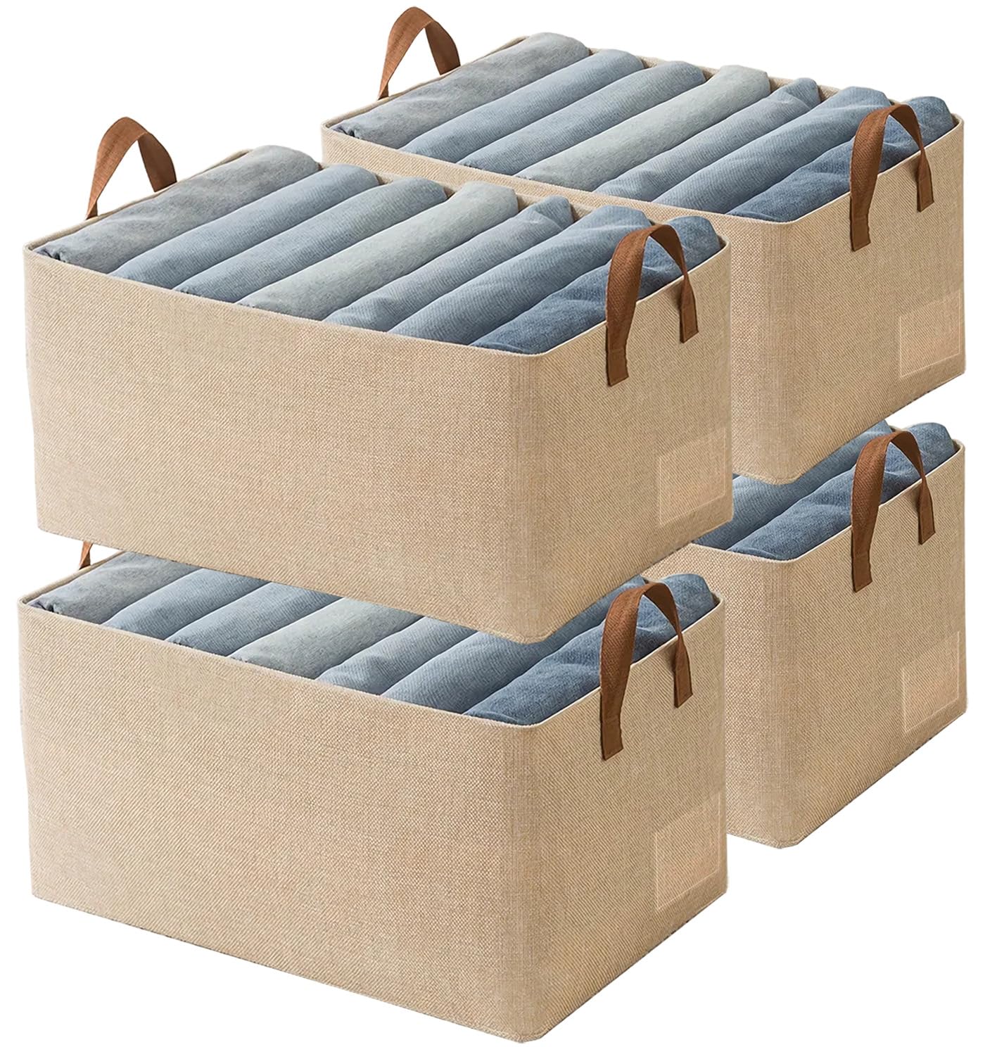 AARAINBOW Closet Storage Baskets 4 Pcs, Foldable Fabric Storage Baskets with Steel Frame