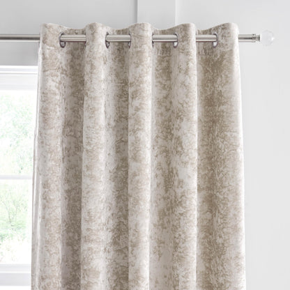Catherine Lansfield Crushed Velvet 66x54 Inch Lined Eyelet Curtains Two Panels Natural