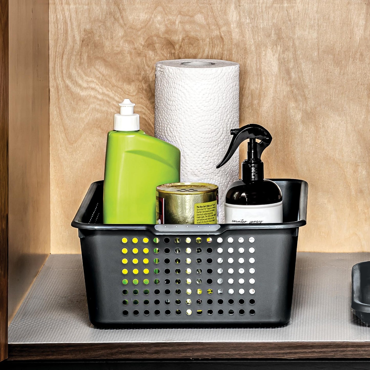 madesmart Classic Small Storage Basket - Granite | CLASSIC COLLECTION | Soft-grip Dots and Non-slip Feet | BPA-Free,Brown