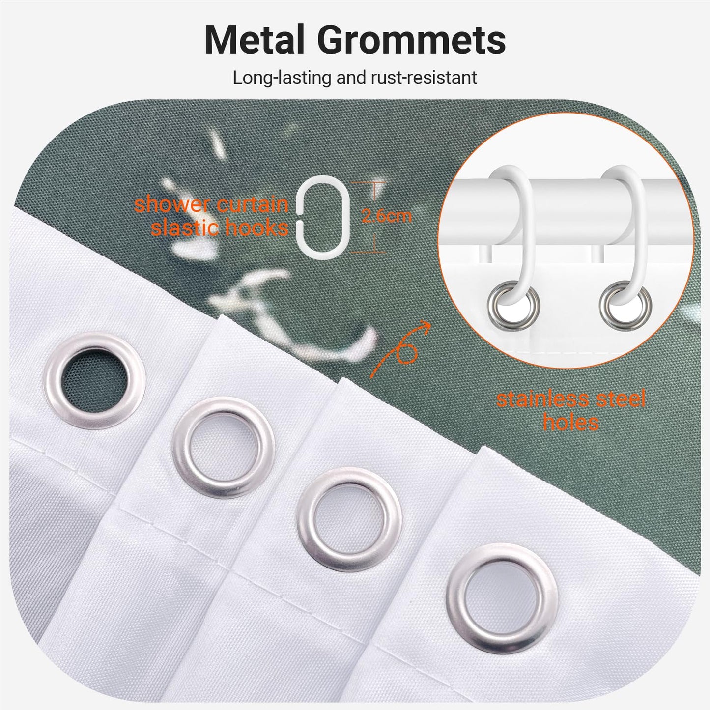 Lerores Shower Curtain 120 x 200 cm, Forest Anti-Mould Textile, Weighted Hem, Water-Repellent
