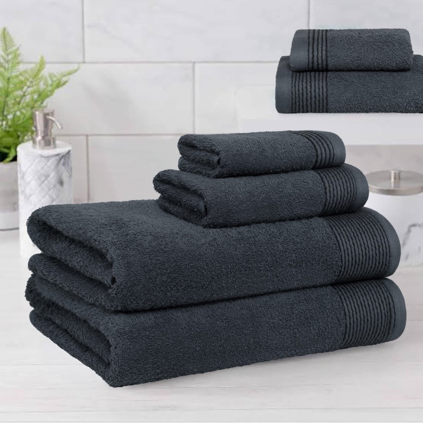 BELIZZI HOME 100% Cotton Ultra Soft 6 Pack Towel Set, Contains 2 Bath Towels 28x55 inchs, 2 Hand Towels 16x24 inchs & 2 Washcloths 12x12 inchs