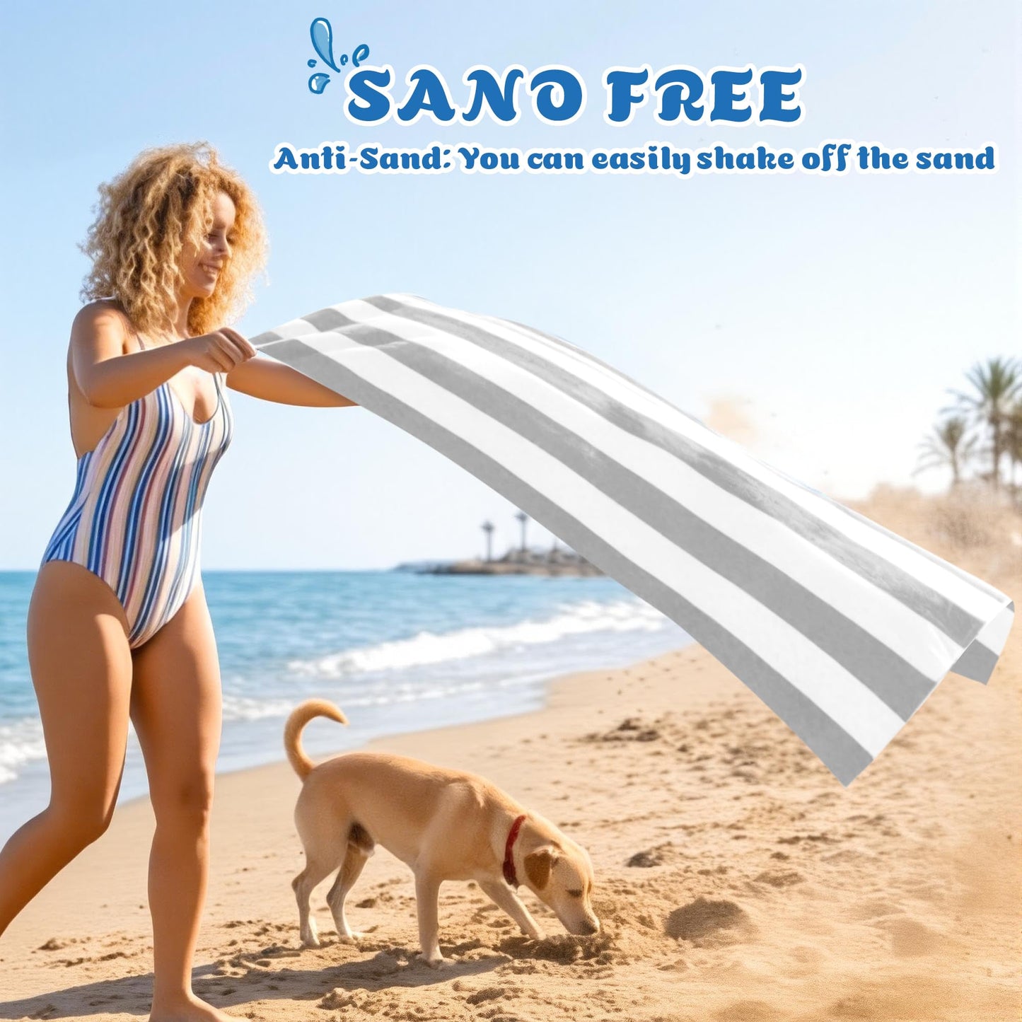 Anavasi Microfibre Beach Towels for Adults, 2 Pack 180 x 90cm 100% Recycled