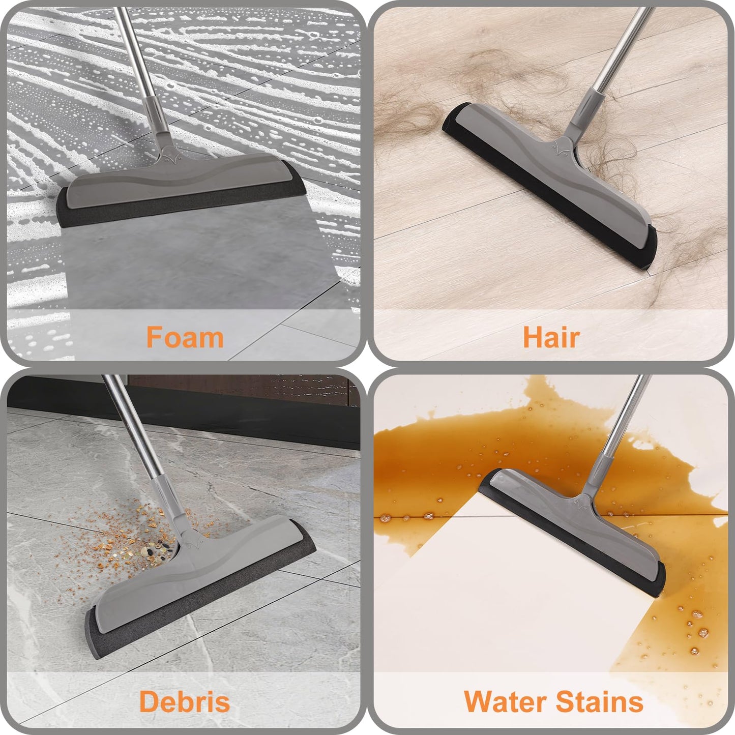 Mitclear Floor Squeegee Mop for Wet Room, Shower Sweeper Long Handle 50IN