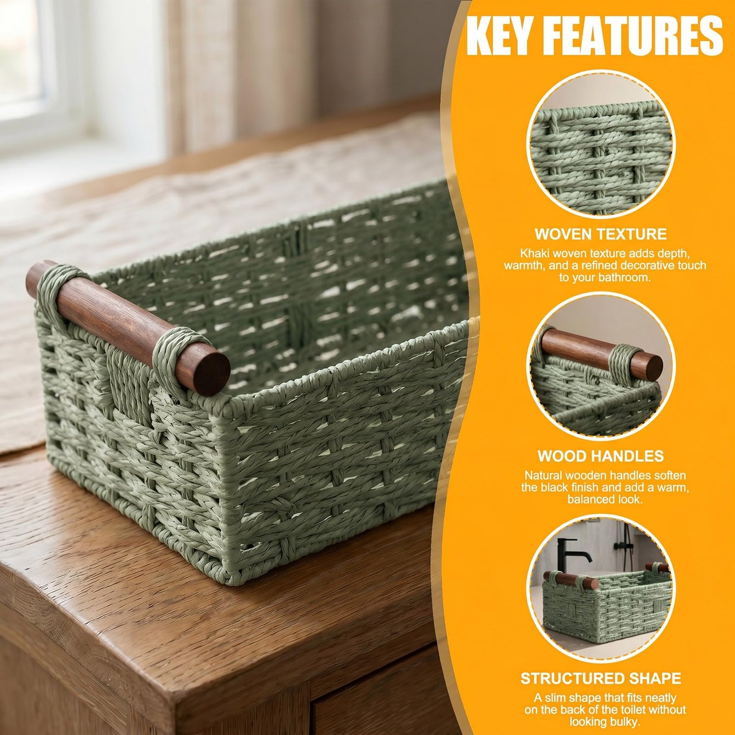 Paper Rope Storage Basket Toilet Paper Storage Basket Home Wicker Basket