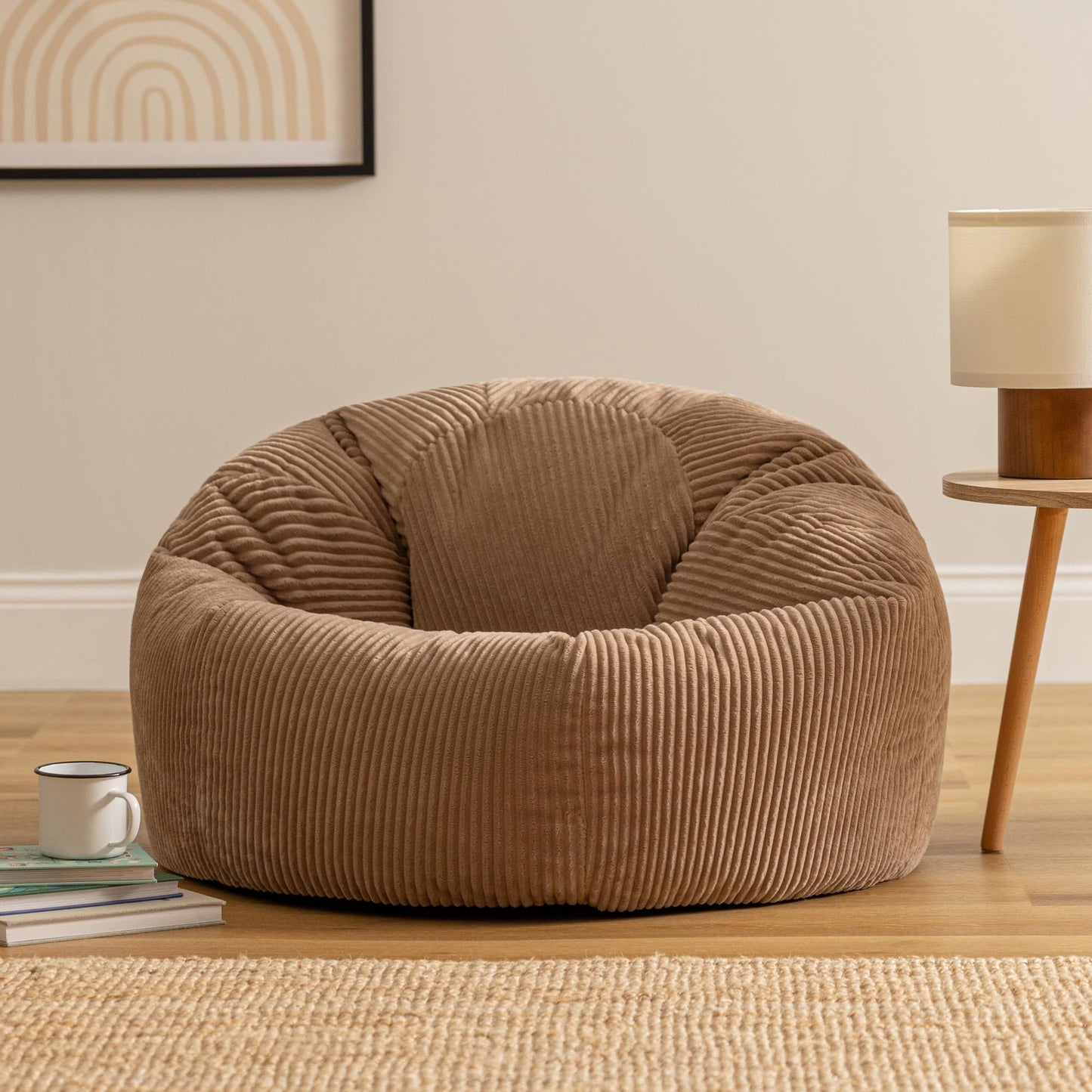 icon Kingston Cord Bean Bag with Filling Included, Set of 2, Brown