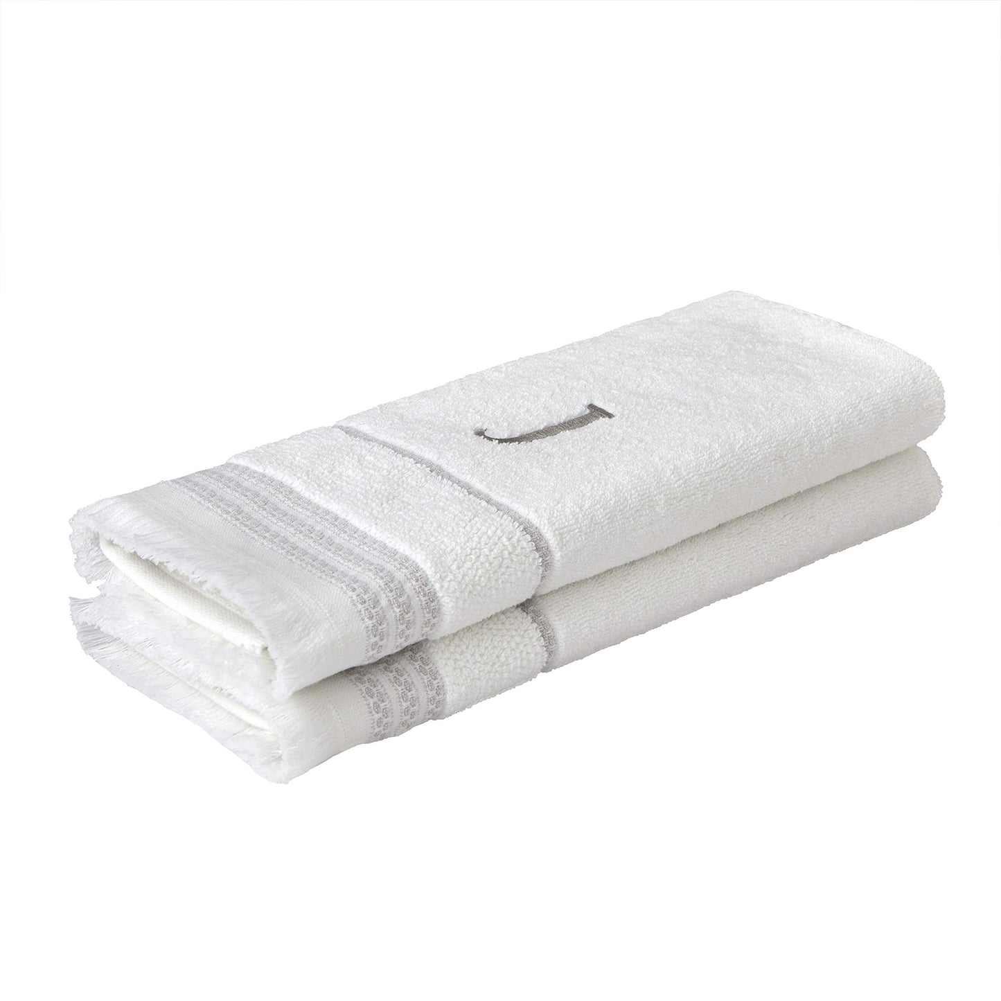 SKL Home Hand Towel Set, J, Cotton, White, 16x26