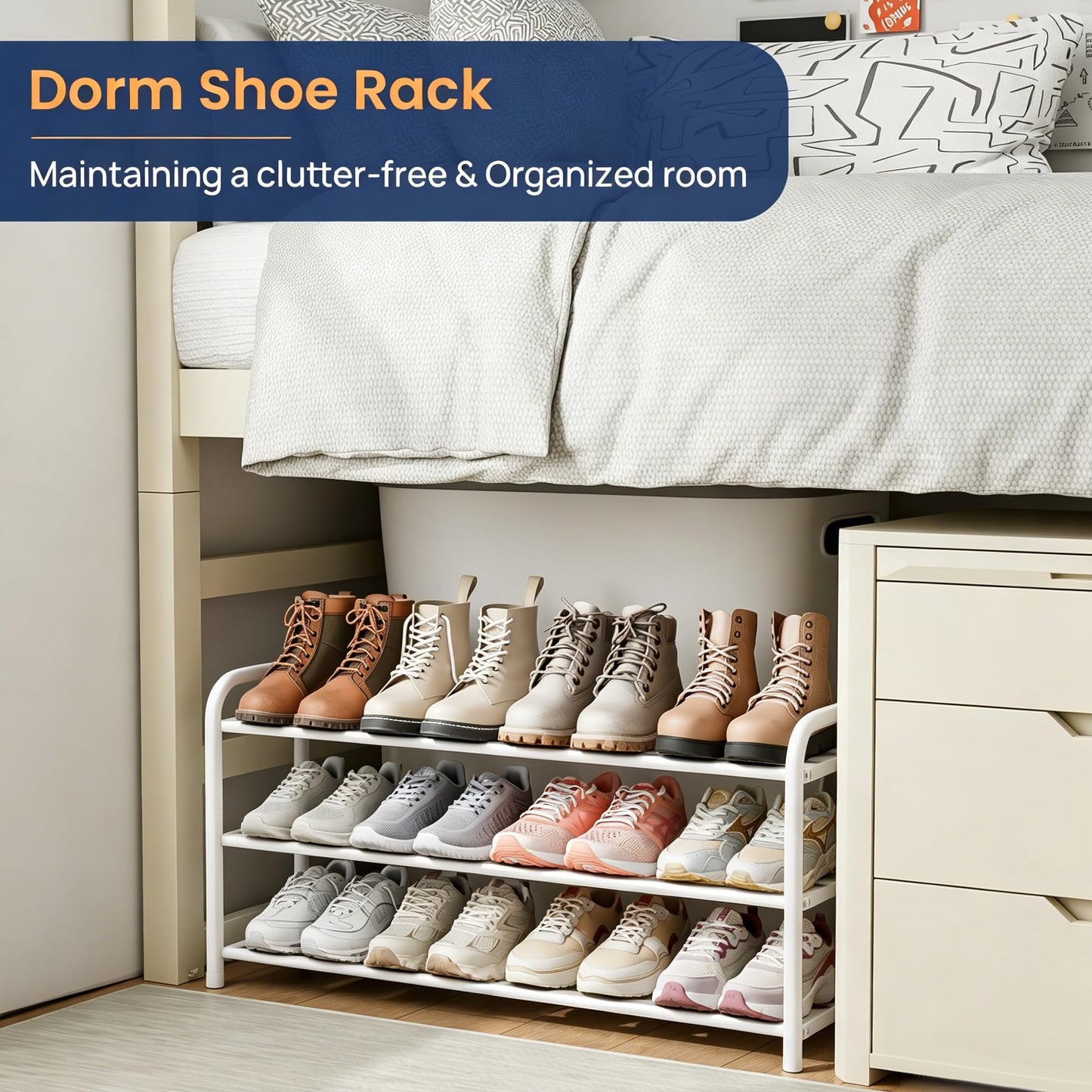 ENJOYBASICS Expandable Shoe Rack, 3 Tier Adjustable Shoe Storage Shelf