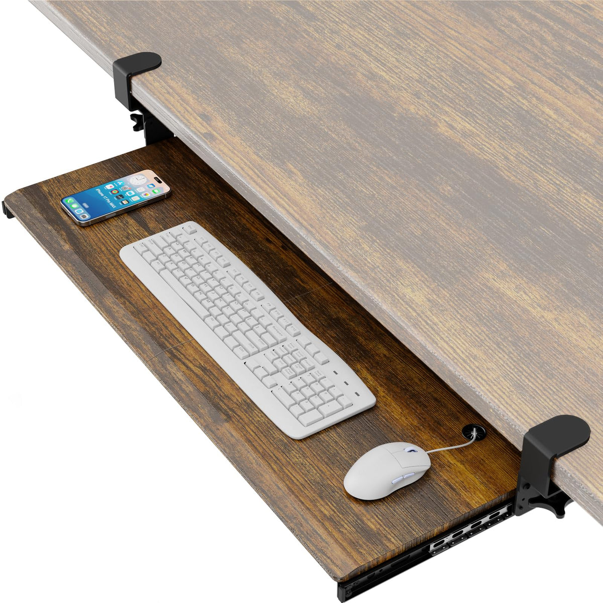 AX WABER Keyboard Tray Under Desk Pull Out with Extra Sturdy C Clamp Mount System, 833