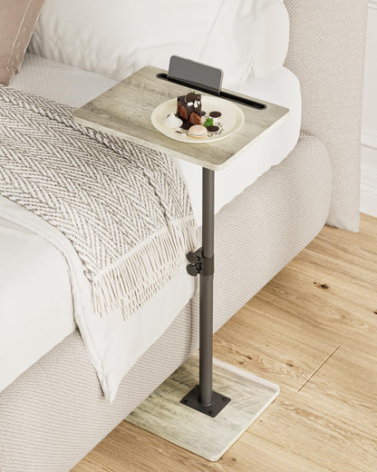 Apetaccat Side Table, C-Shaped Adjustable Sofa Table, 360°Swivel Coffee Tables,40x30x45-83 cm,Small End Tables Bedside for Living Room