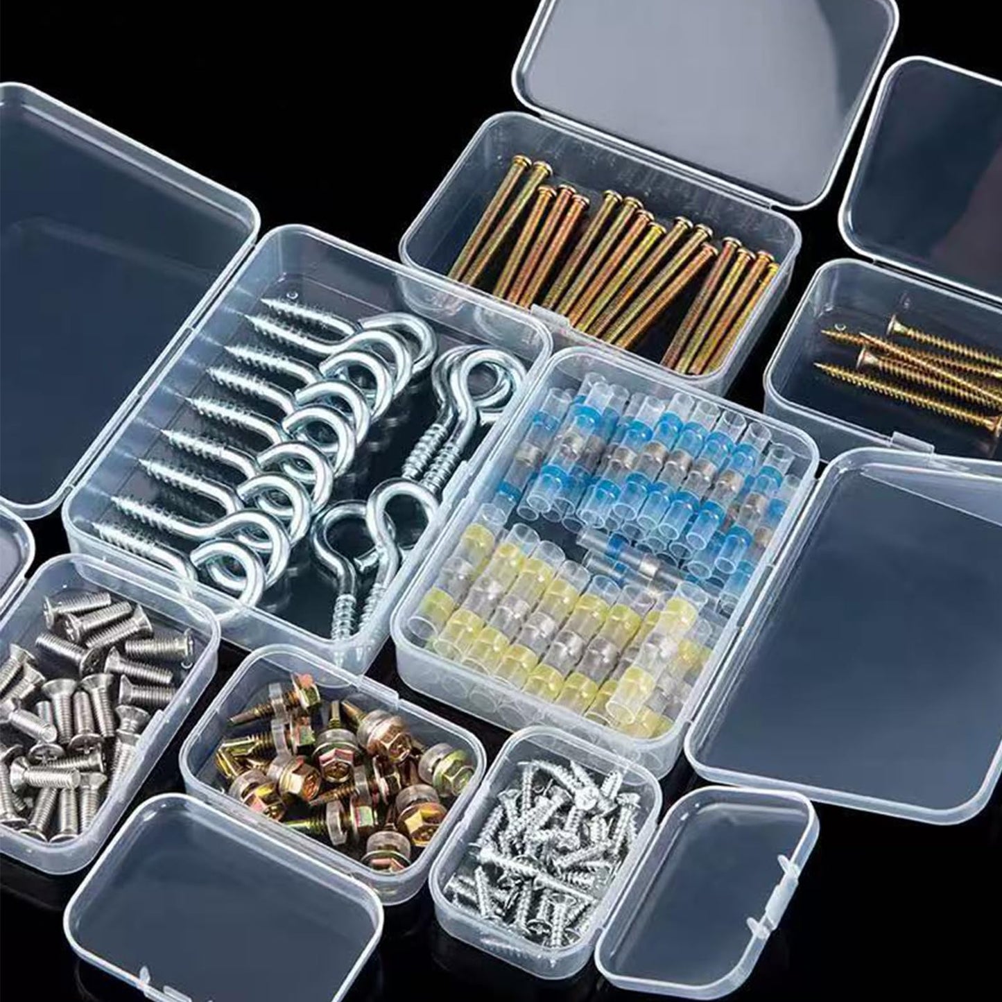Leliafleury 9.4x9.4x3cm Transparent Plastic Organizer, 5Pcs Empty Mini Square Storage Containers Clear Plastic Storage Boxes with Lids for Small Items