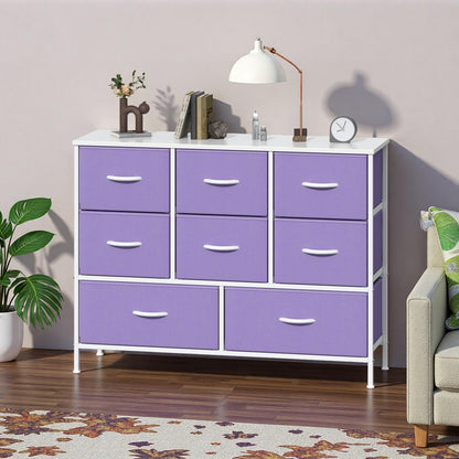 GoaHi Chest of Drawers, Fabric Dressers with Metal Frame and MDF Wooden Top Board, Adjustable Feet, Anti-Tip Safety