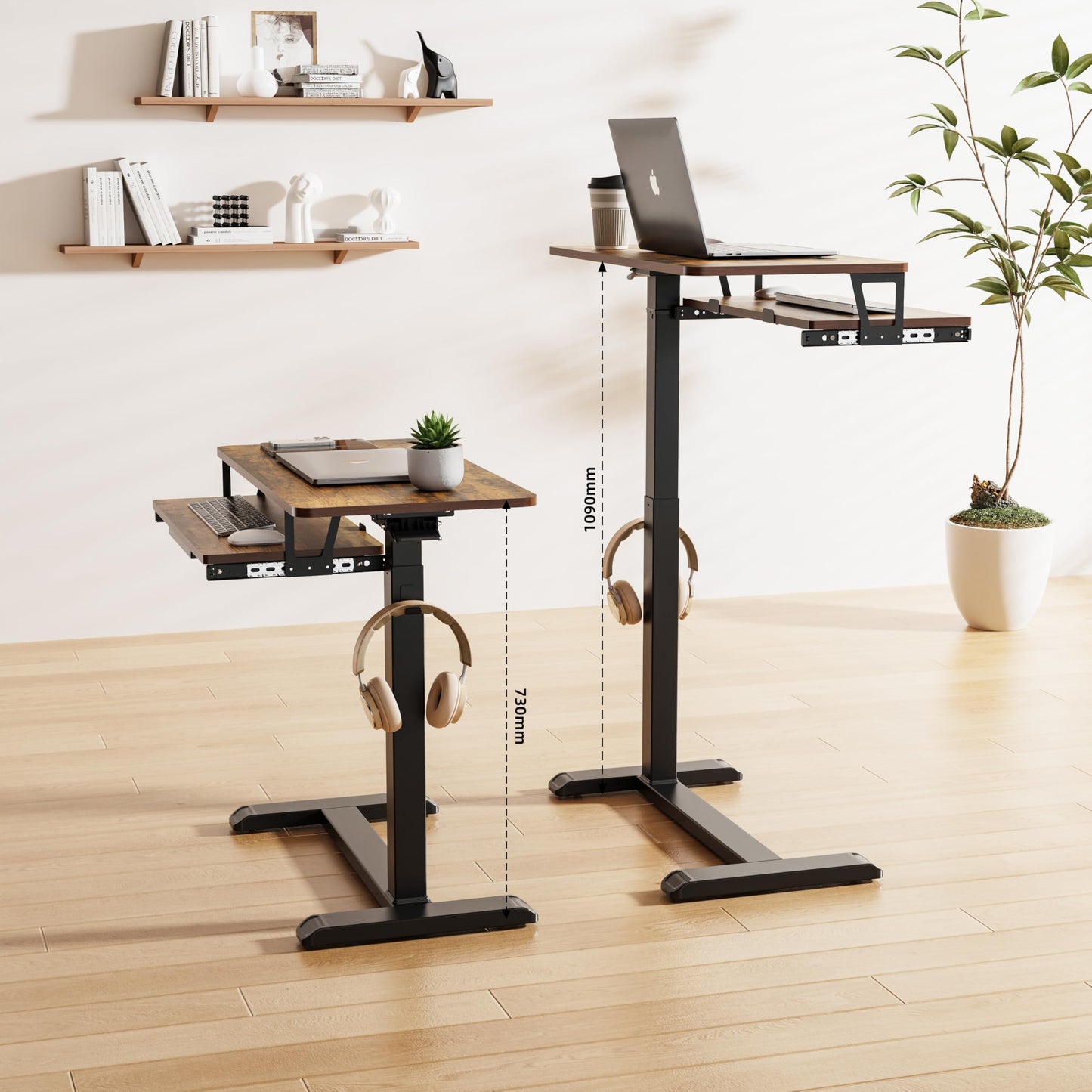 Fydeamer Mobile Standing Desk with Keyboard Tray