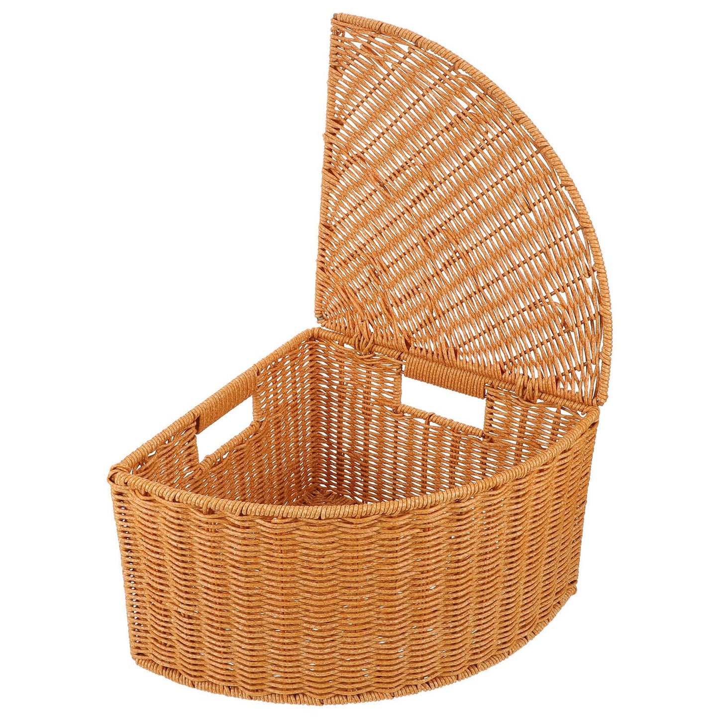 TOYANDONA Triangle Woven Basket Trays: Rustic Style Woven Imitation Rattan Basket With Lid Wardrobe Storage Bin Corner Laundry Hamper For Toys Snacks