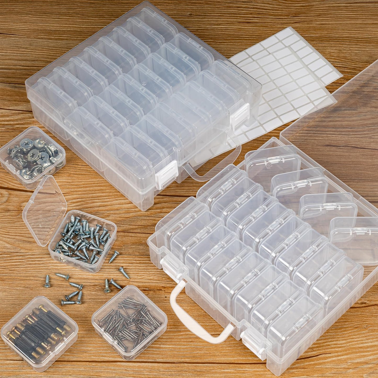 Bead Storage Containers, Craft Bead Organiser Storage Box, Diamond Art Storage Box Small Craft Organiser Box with Hinged Lid for Nail Beads Seeds