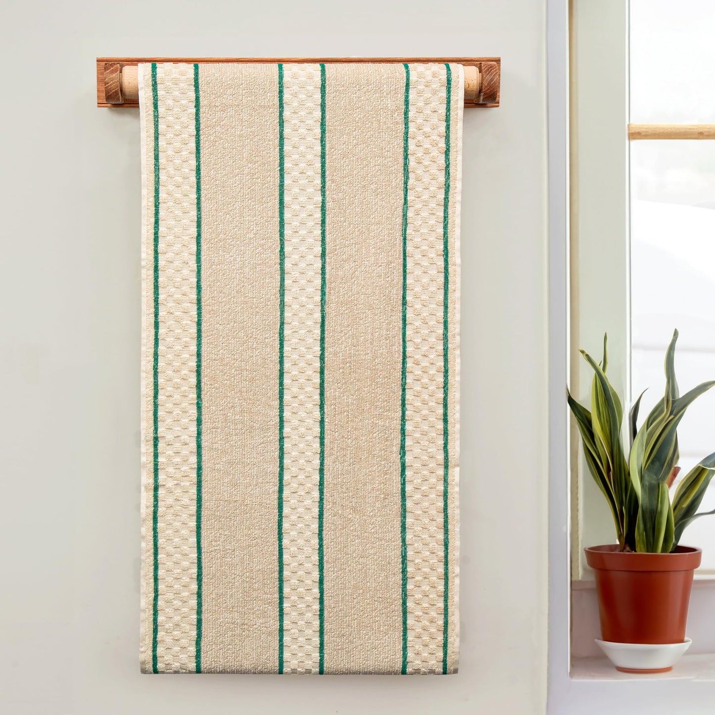 aztex Traditional 100% Cotton Roller Towels - Green Stripe