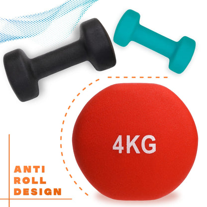 Neoprene Coated Dumbbells for Home Exercise, Pilates, Gym, Cardio, Dumbbell Weights Set in 1kg 2kg 3kg 4kg 5kg Pairs by Nordfit