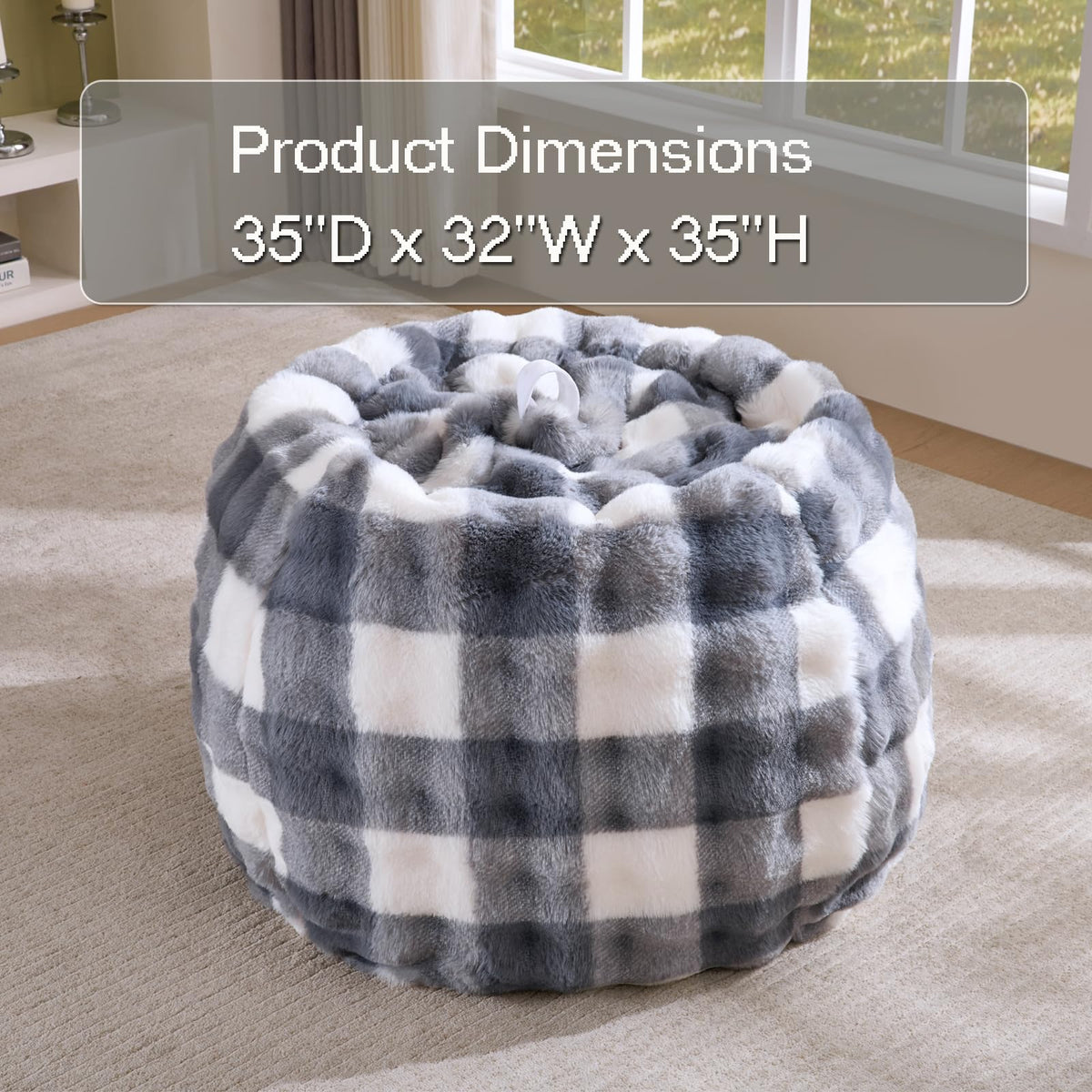 Fluffy Faux Rabbit Fur Bean Bag Chair CoverNo Filler,Cozy Shaggy Bubble Stuffed Animal Storage Large Bean Bag Cover for Bedroom Living Room,Fuzzy