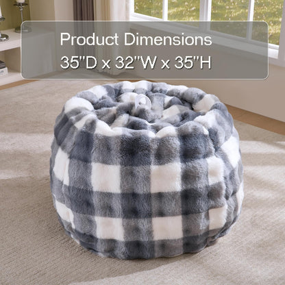 Fluffy Faux Rabbit Fur Bean Bag Chair CoverNo Filler,Cozy Shaggy Bubble Stuffed Animal Storage Large Bean Bag Cover for Bedroom Living Room,Fuzzy