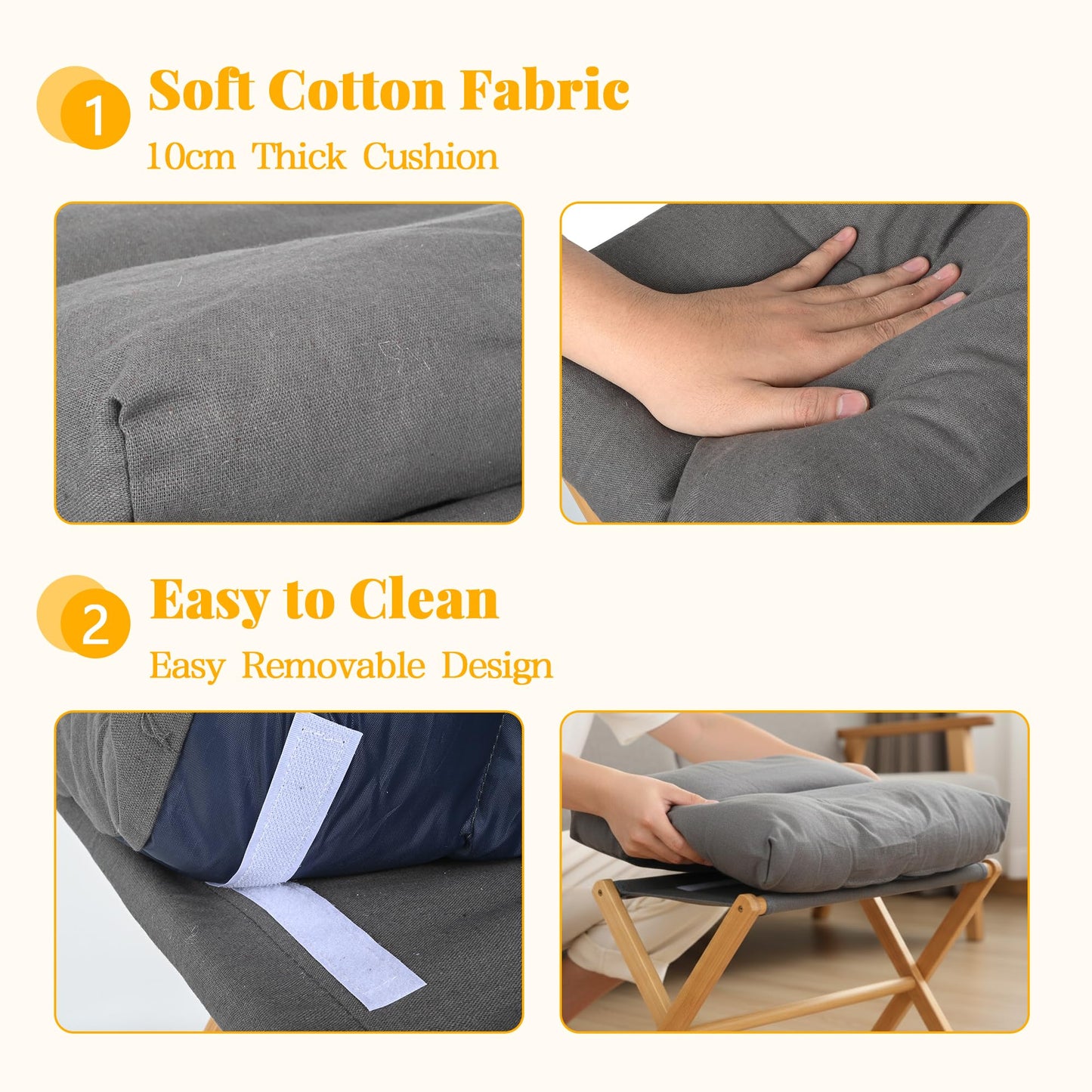 bimiti Folding Foot Stool Bamboo Foot Rest Foldable Ottoman Seat