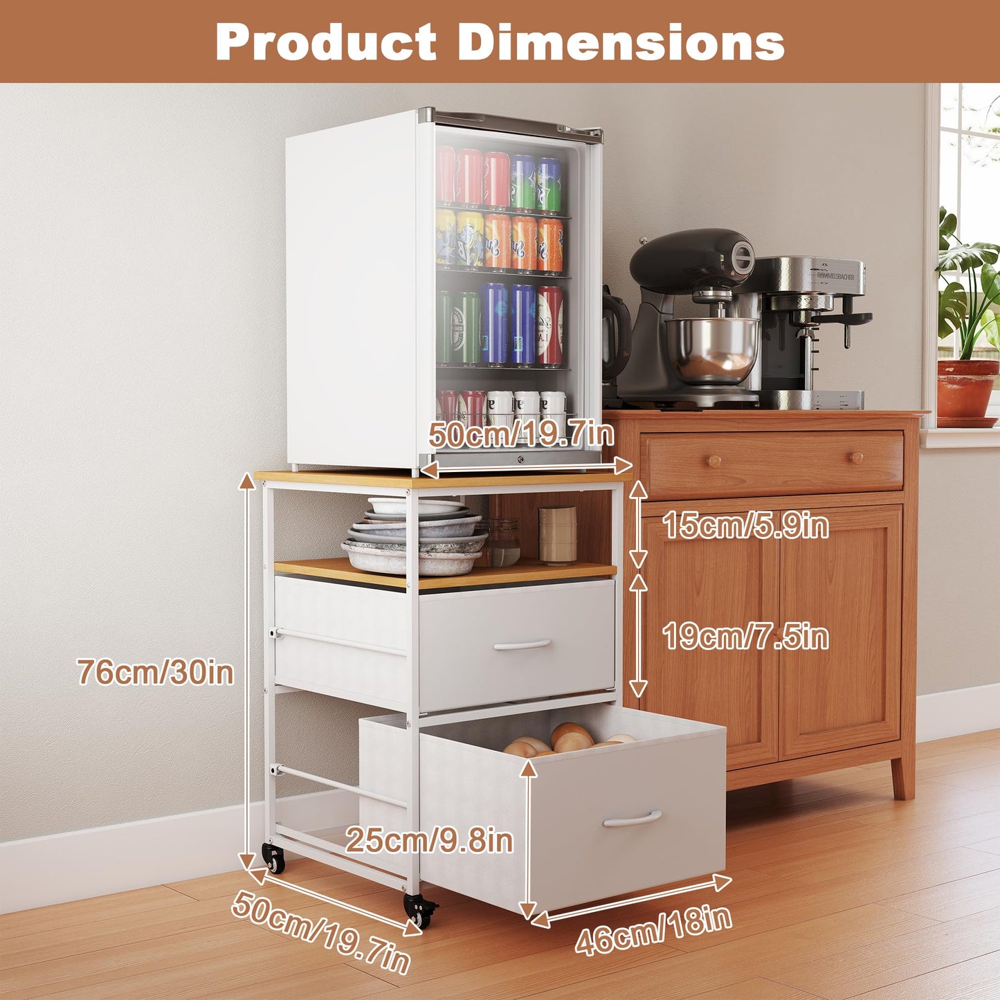 Turosur Mini Fridge Stand with Storage & Wheels, drinks fridge stand 167KG