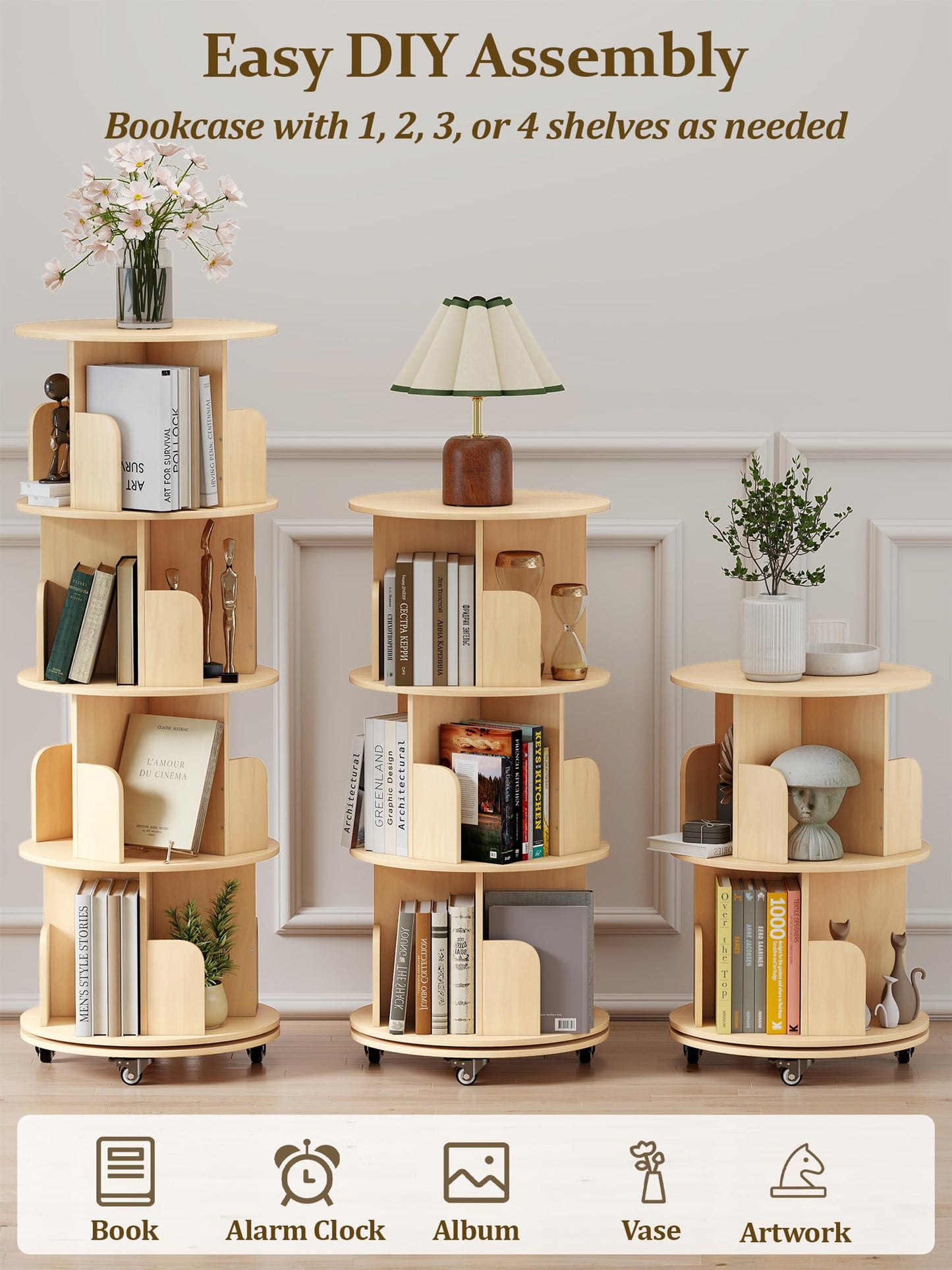 yeshine 4-Tier 360° Removable Rotating Bookshelf Kids