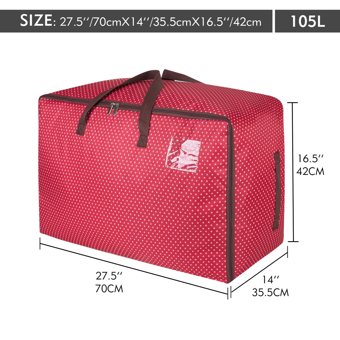 DOKEHOM 3-Pack 105L Large Storage Bag, Underbed Clothes Organizer, Red