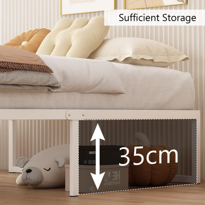 Yicensen Double Bed Frame 135x190 cm Metal Platform Bed Double, Noise Free