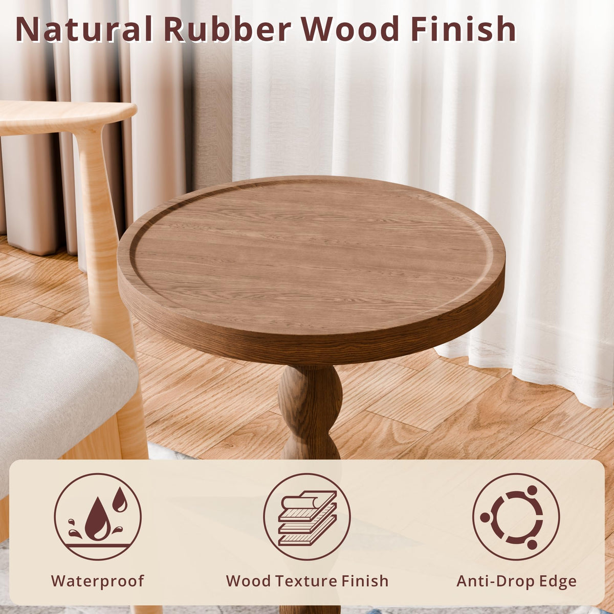 Caossuixin 30cm Wooden Round Side Table,Round Bar Table, Small End Table