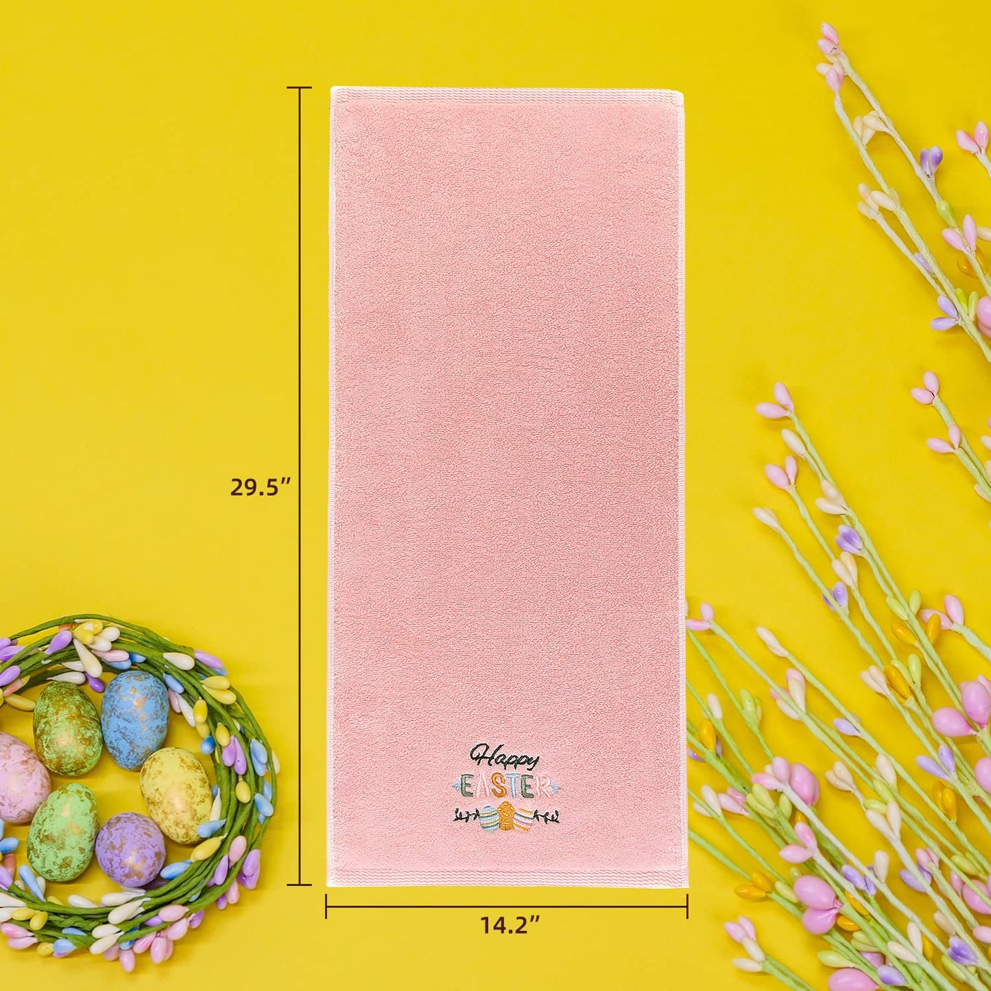 Quera 2 Pack Easter Hand Towels 100% Cotton Embroidered Premium Luxury Decor Bathroom Decorative Dish Towels Set for Drying, Cleaning, Cooking