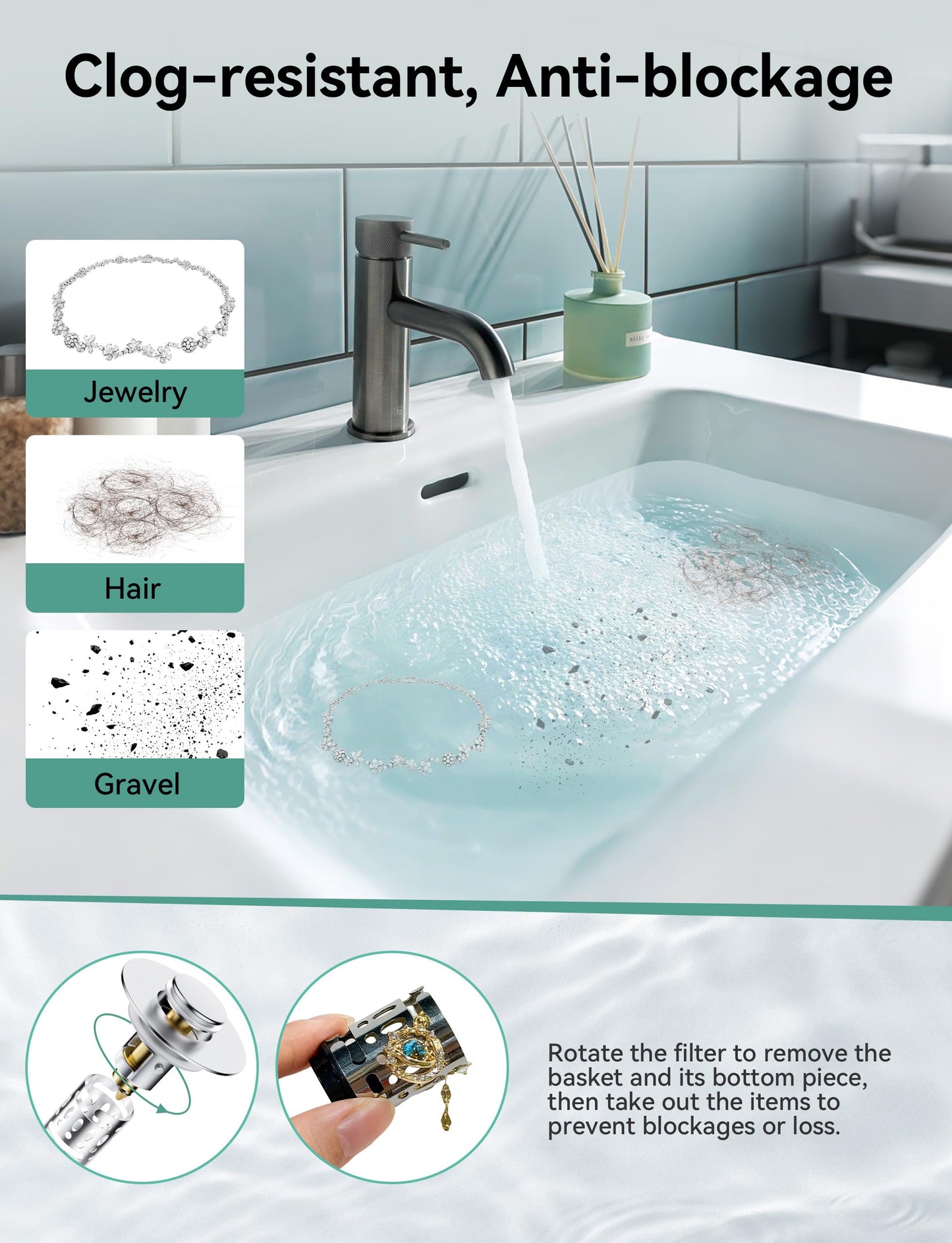 Magichome 2 Pack Bathroom Sink Plug fit for 28-45mm Basin Holes